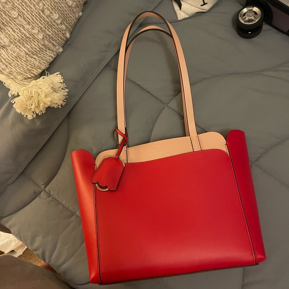 NWT pink and red Kate spade tote